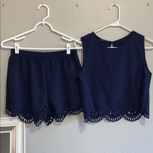 BNWT Zaful Navy Short Set Two Piece